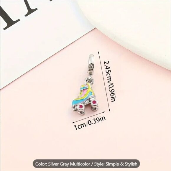 Colorful Miniature Skateboard Silverplated Fashion charm - Picture 4 of 4